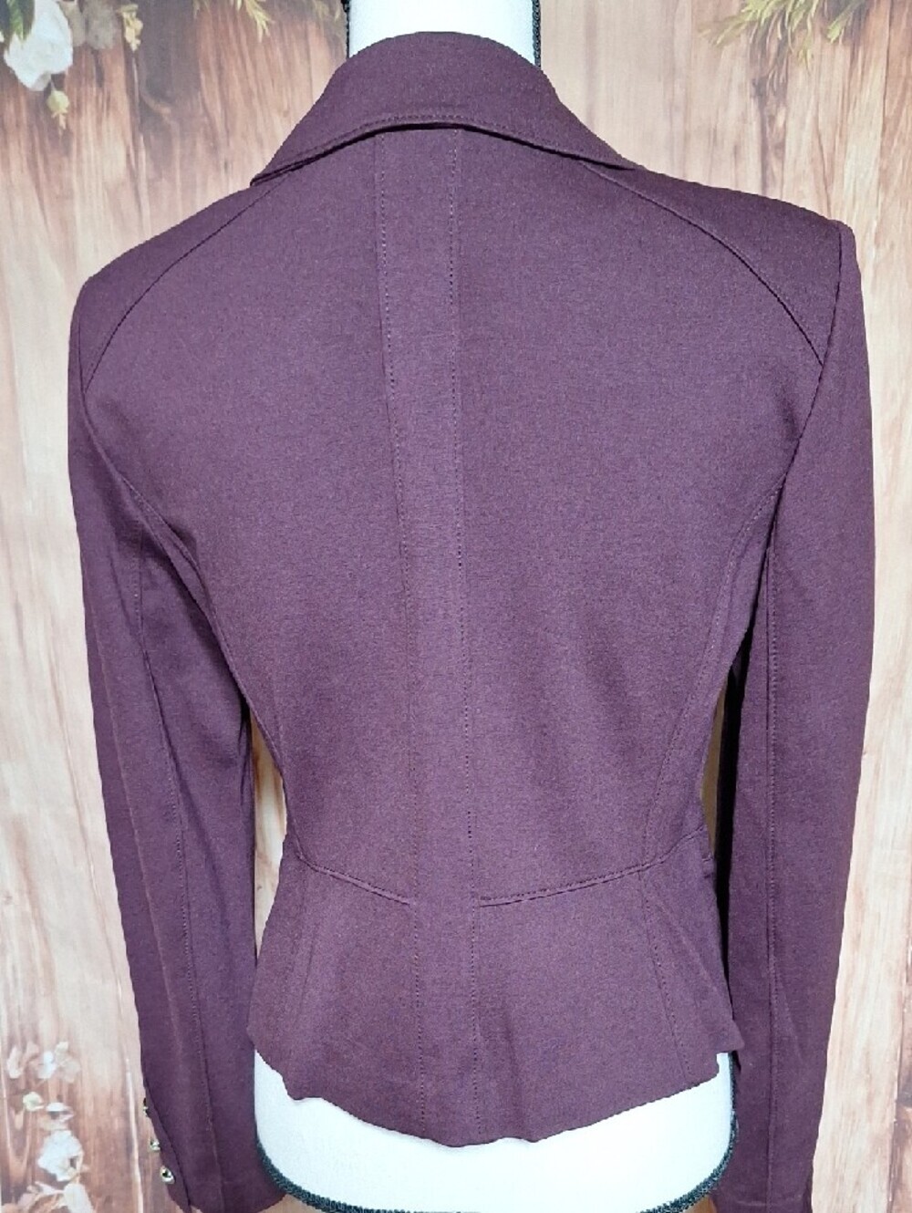 Tailored White House Black Market Plum Double-Breasted Military Blazer - Picture 4 of 11